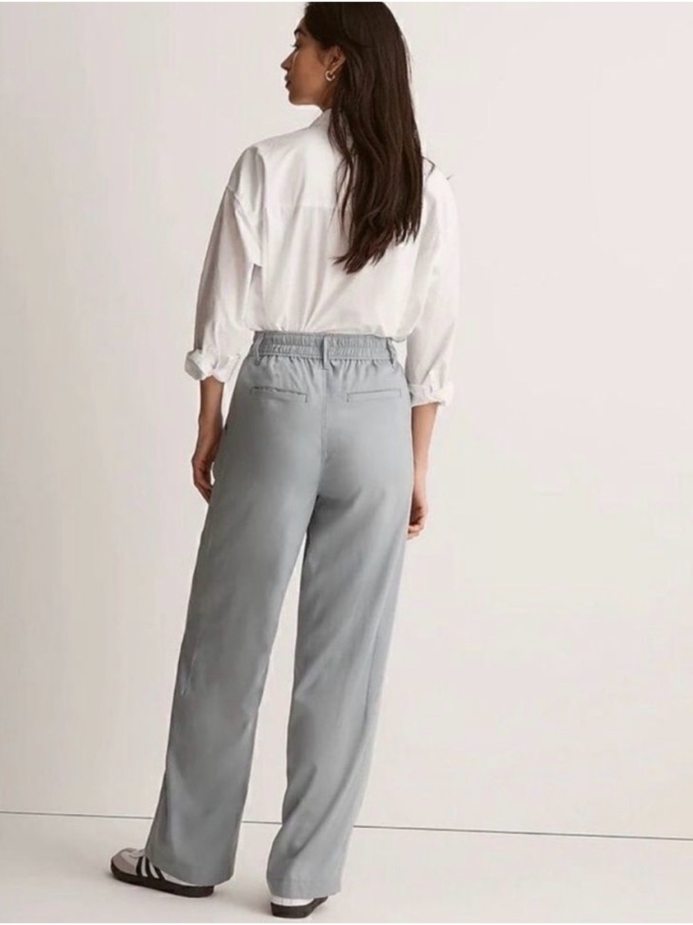 Madewell Light Gray Wide-Leg Elastic Waist Pants